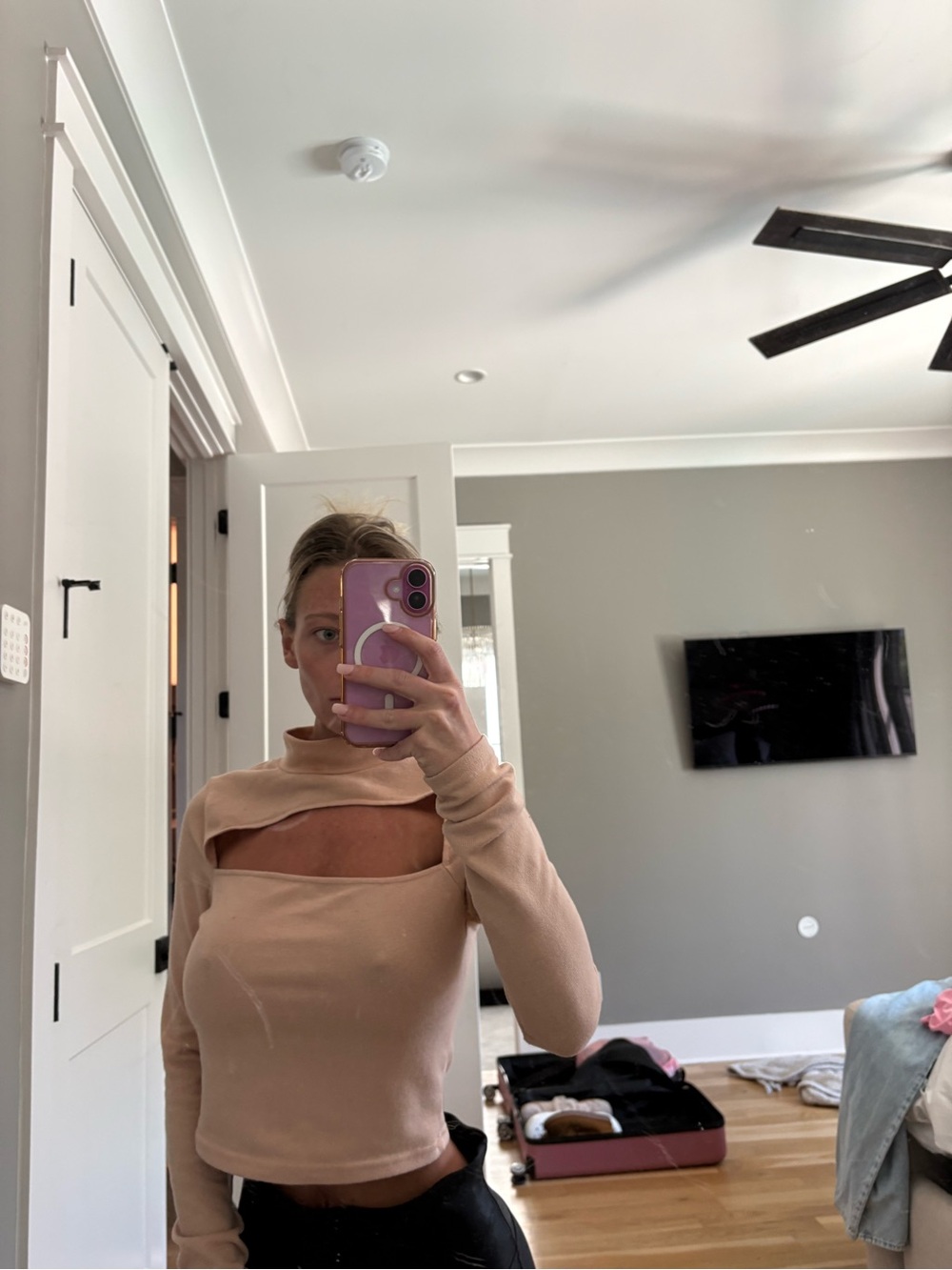 REVOLVE Beige Cutout Cowl-Neck Sweater